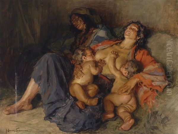 Zigeunerinnen Mit Ihren Zwei Kindern - view 1
