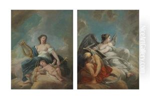 A Personification Of History And A Personification Of Music (pair) by Philippe De Lasalle