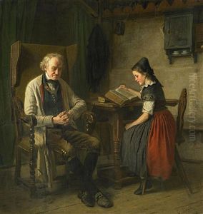 Die Lesestunde by Carl Johann Lasch