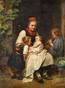 Im Hauseingang by Carl Johann Lasch