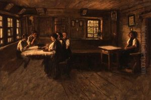 Interieur Eines Bauernhauses by Carl Johann Lasch