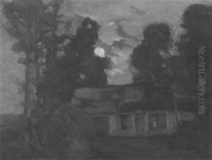 Bauernkate Im Mondschein by Hermann Lasch