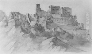 Rheinfels Bei Sankt Goar Am Rhein by Adolf (Johann) Lasinsky