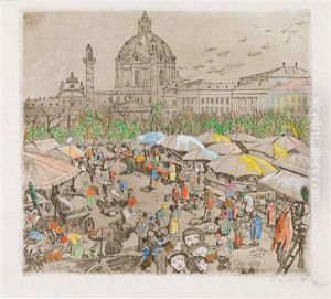Der Alte Naschmarkt In Wien by Oskar Laske