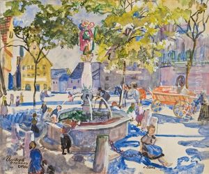Der St. Christophbrunnen Ulm by Oskar Laske