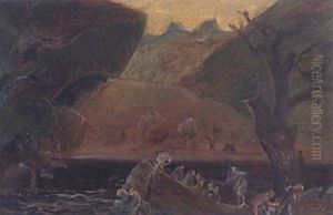 Fahrmann Charon In Der Unterwelt by Oskar Laske