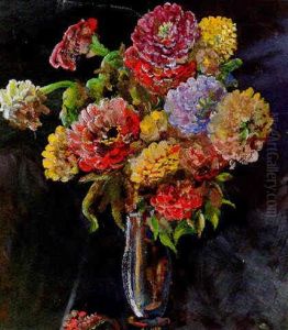 Vase Mit Dahlien
