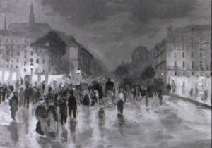 Grosstadtstrase Bei Abenddammerung by Oskar Laske