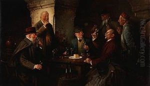 Men Tasting The Wine by Hans August Lassen