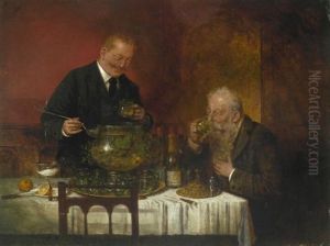 Zwei Herren Beim Bowletrinken by Hans August Lassen