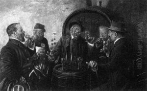 Herrenrunde Im Weinkeller