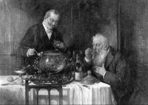 Zwei Herren Beim Ansetzen Der Weinbowle by Hans August Lassen