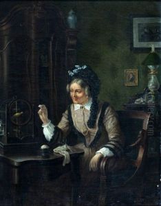 Zittende Vrouw Bij Vogelkooi by Johannes Anthony Last
