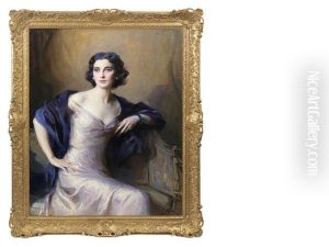 Portrait Of Audrey Winifred Radcliffe Battine, Wife Of Oswald James Battine by Philip Alexius De Laszlo