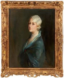 Madame Paul Dupuy, Nee Helene Browne (1875-1951), Habillee De Bleu, Mere De La Princesse Guy De Polignac by Philip Alexius De Laszlo