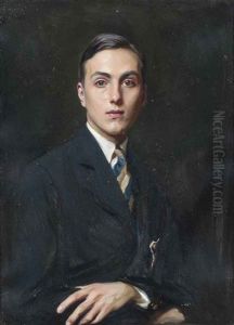 Portrait Of Angus Vickers (1904-1990), Half-length, In A Dark Blue Jacket And Tie