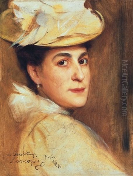 Kalapos Holgy Portreja, Emily Lasar Kern - Portrait Of A Lady With Hat, Emily Lasar Kern) - view 1