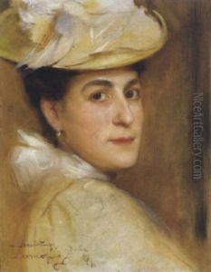 Bildnis Einer Dame Mit Gelbem Hut by Philip Alexius De Laszlo
