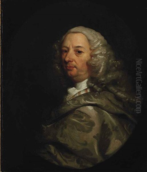 Portrait Of A Gentleman In A Silver Brocaded Mantle - view 1