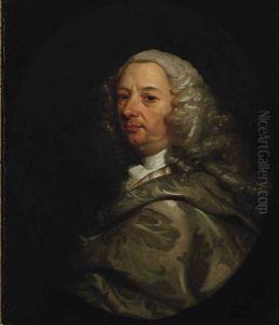 Portrait Of A Gentleman In A Silver Brocaded Mantle