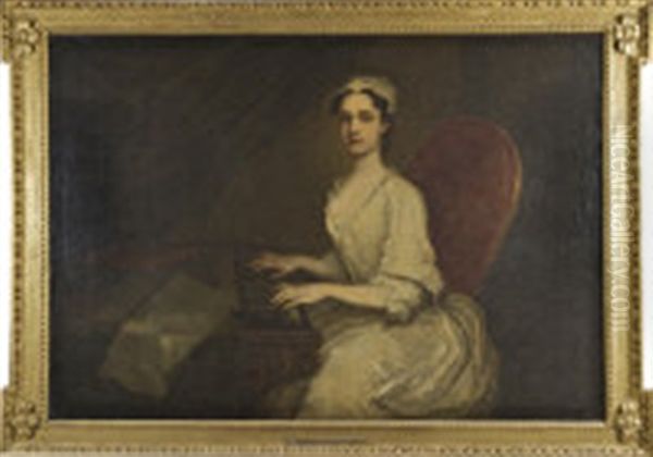 Portrait Of Theodosia Bligh, Countess Of Glandore, The Young Woman In A White Dress, Seated, Playing A Harpsicord, With Sheets Of Music - view 1