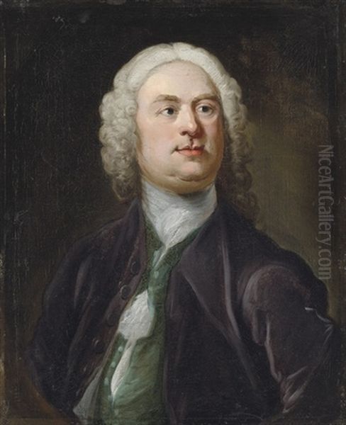 Portrait Of A Gentleman In A Black Coat And Green Waistcoat - view 1