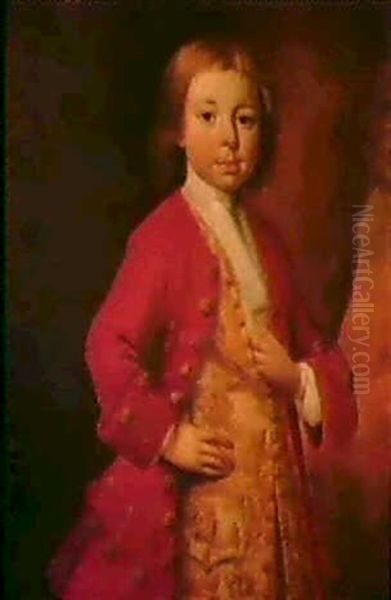 Portrait Of A Boy Standing Three-quarter Length Wearing A Scarlet Coat And Gold Embroidered Silk Waistcoat... - view 1