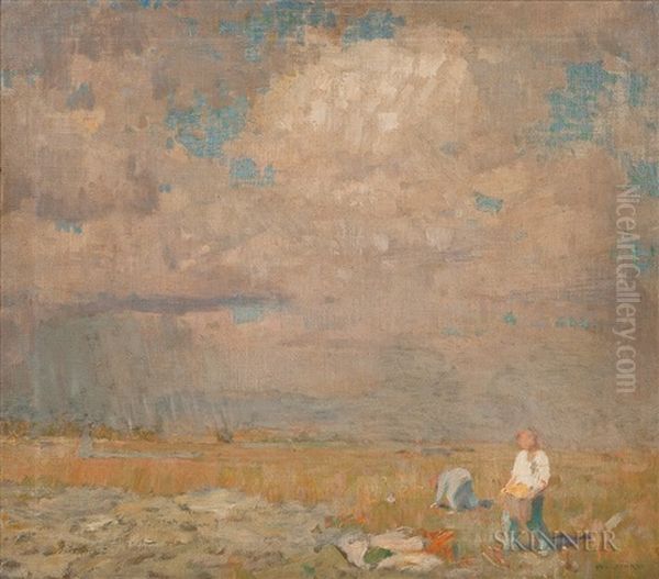Summer Landscape With Figures At Harvest - view 1