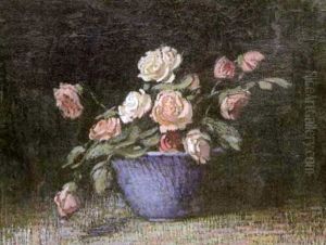 Still Life With Pink Roses In A Blue Bowl Still Life With Pink Roses In A Blue Bowl