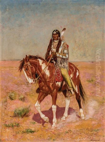 Native American On Horseback - view 1