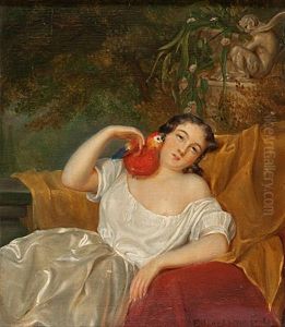 Junge Frau Mit Papagei by Edouard De Latour