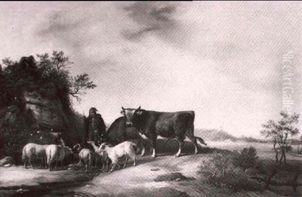 Hirte Mit Tierherde In Einer Hollandischen Landschaft - view 1