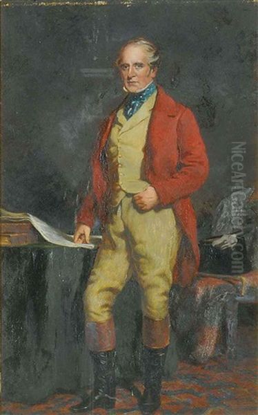 Portrait Of A Sir James Aird, Standing In Hunting Costume, At A Table - view 1