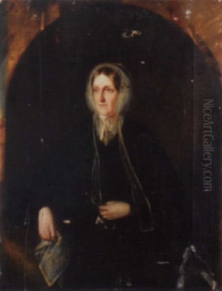 Portrait Of A Lady In A Black Dress, Holding A Handkerchief - view 1