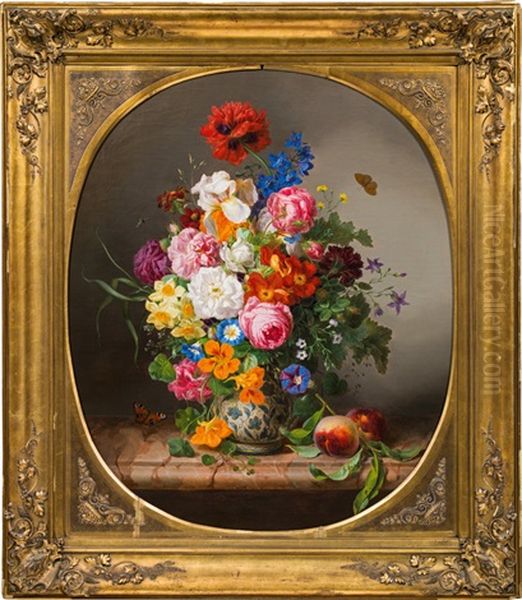 Still Life With Flowers, Peaches And Butterflies - view 1