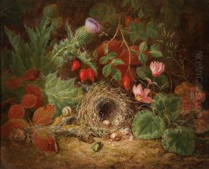 Still Life With Bird"s Nest, Cyclamen, Thistles And Rosehips