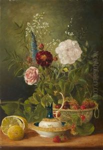 Still Life With Flowers, Cherries And A Lemon