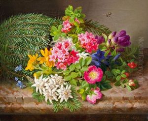 Straus Mit Alpenblumen by Josef Lauer
