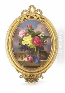 Alpenblumen (+ Stillleben Mit Blumen Und Himbeeren; Pair) by Josef Lauer
