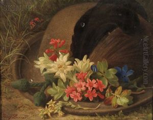Still Life With Hat En Plein Air by Josef Lauer
