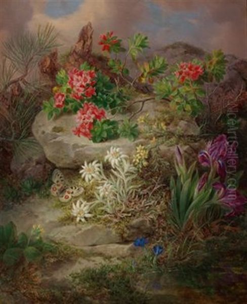 Alpenblumen Mit Schmetterling - view 1