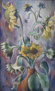 Sonnenblumen. Signiert U. Links by Joseph Bell