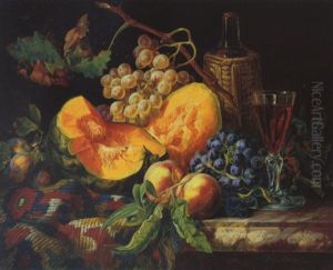 Fruchtestilleben Mit Melone, Teppich Und Rotweinpokal