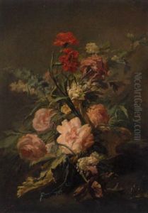 Blumenbouquet In Einem Korb by Josef Lauer