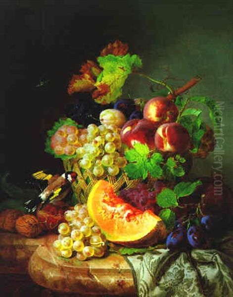 Fruchtestilleben Mit Granatapfel Und Einem Distelfink - view 1