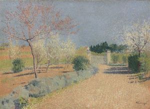 Le Mas De L"alouette Au Printemps (le Jardin De L"artiste) by Achille Lauge