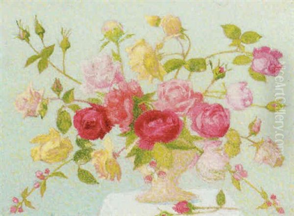 A Vase Of Mixed Roses - view 1