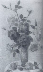 Bouquet De Roses Sur Un Entablement by Achille Lauge