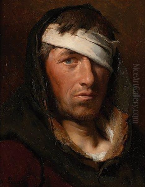 Visage D'homme A L'oeil Bande - view 1