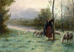 Bergere Et Son Troupeau